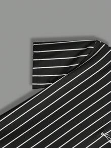 SHEIN Tween Boys' Fashionable Casual Striped Letter Summer T-Shirt