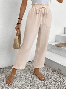 SHEIN Frenchy Women's Waist Belted Pants - Apricot - View 5