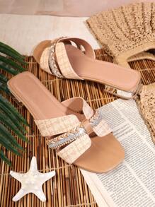 SHUZIA Women's Flat Solid Color Slippers Sandals