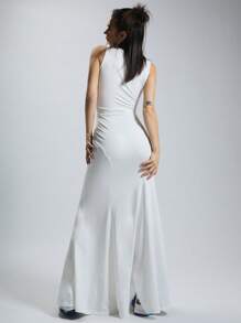 MUSERA Slinky Scoop Neck Maxi Dress Spring Summer - Beige - View 2