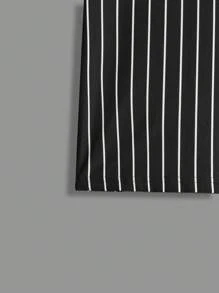 SHEIN Tween Boys' Fashionable Casual Striped Letter Summer T-Shirt