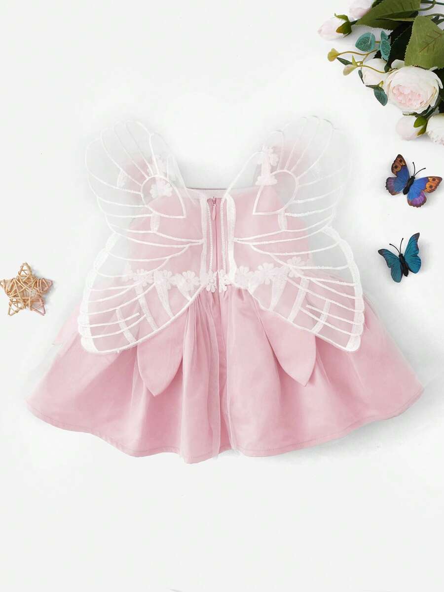 SHEIN Baby Girl Adorable Flower & Butterfly Applique Puffy Shape Skirt