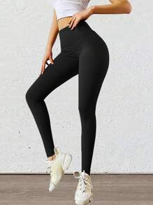 New Bowknot Waist Seamless Leggings, Peach Hip High Waist Lifting Sports Fitness Elastic Pants, Yoga Trousers - Black - View 4