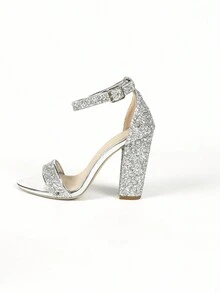 Giày cao gót quai bạc lấp lánh thời trang cho nữ mũi tròn mang phong cách tiên nữ - Bạc - Xem 8