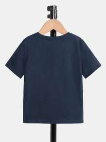 SHEIN Young Boy Casual Rocket Pattern T-Shirt - Blue - View 2
