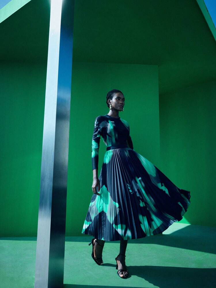 SHEIN Maija Women's Tie-Dye Pleated Skirt