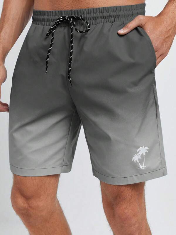 Manfinity VCAY Men's Palm Tree Print Ombre Woven Casual Shorts