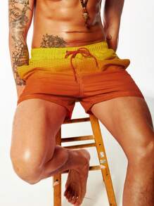 Manfinity Nam Biến đổi dần In vết tròn Polka Quần short đi biển - Nhiều màu - Xem 1