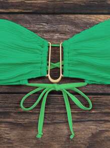 SHEIN Swim Của phụ nữ Xù Áo Bikini Bandeau - màu xanh lá - Xem 7