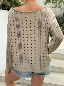 Breezaya Jersey De Hombro Caído De Punto Hueco Para Mujer