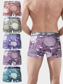 Men's 5pcs/Set Printed Tape Boxer Briefs