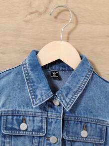 SHEIN Tween Girl's Y2K Spring Summer  Boho Water Wash Casual Fashionable College Style Sleeveless Denim Jacket