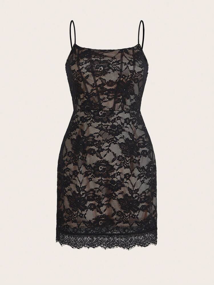 Women's Lace Fabric Spaghetti Strap Short Dresses,Bodycon Dress,Short Summer Dress,Sexy Dress,Short Summer Dress,Easter Dress,Black Dress,Romantic Elegance,Daily Commute