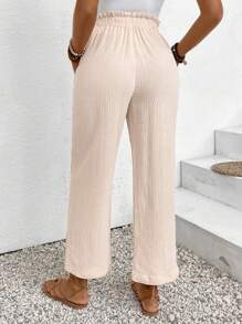 SHEIN Frenchy Women's Waist Belted Pants - Apricot - View 2