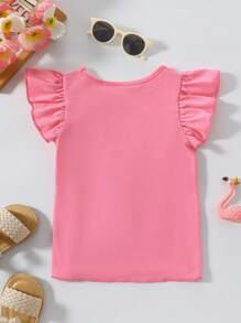 Camisetas de niña joven Camiseta encantadora con impresión de flores y Fénix - Rosa - Ver 2