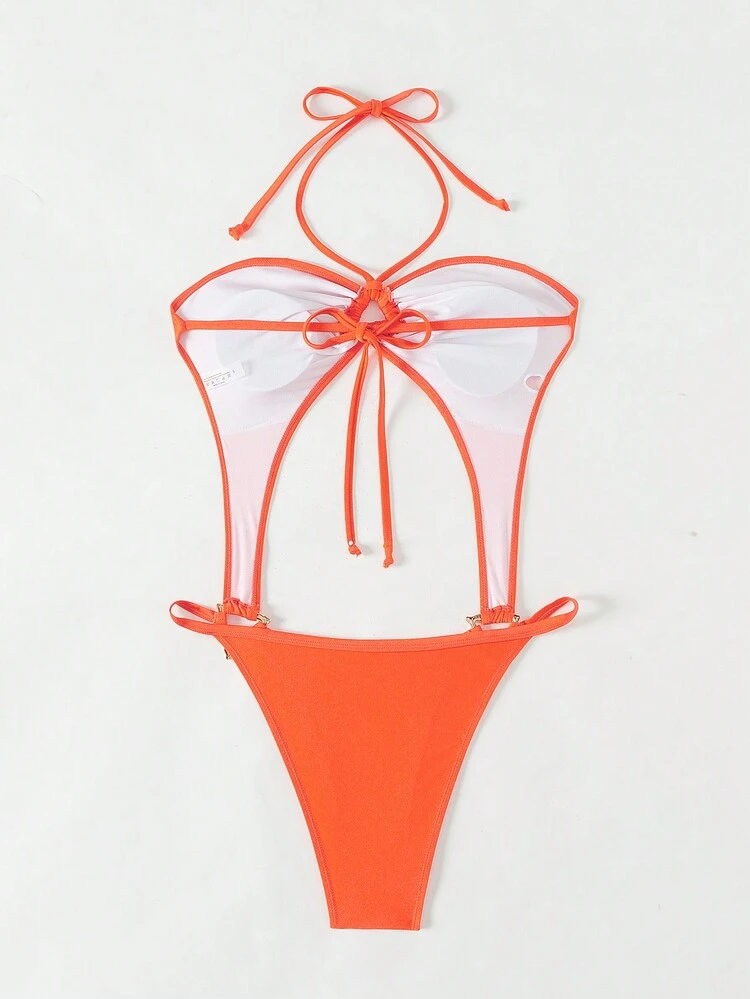 Women's Summer Beach Cut Out Halter One-Piece Swimsuit Bathing Suit