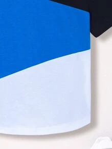 SHEIN 年輕男孩休閒寬鬆色塊t恤 - 彩色 - 查看 5