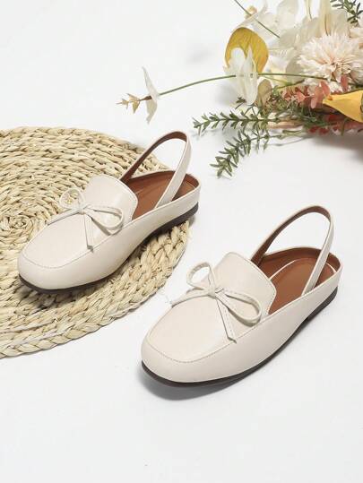 Girls Simple Bow Decor Flat Casual Versatile Princess Shoes