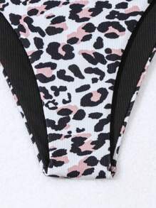 SHEIN Swim Summer Women's Patterned Spliced Halter Bikini Set With Printed Tie Side Bottoms(Random) - Multicolor - View 6