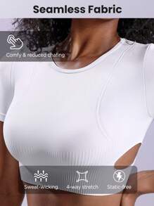 SHEIN Sport Studio Seamless High Elasticity Sports T-Shirt Gym Top