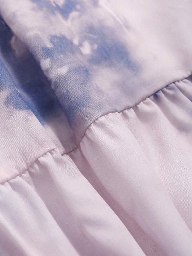 Tie Dye Open Shoulder Loose Fit Casual Dress Sundress,Fall Clothes Long Sleeve Dress Vacation Outfits Women Boho