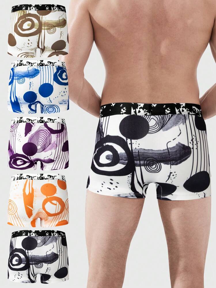 Men's Digital Printed Boxer Briefs Set Of 5