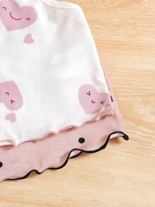 SHEIN 4pcs/Set Young Girls' Cute Rabbit Pattern Knit Pajama Set, Camisole And Shorts - Pink - View 5