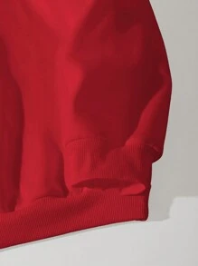 Men Letter Graphic Drop Shoulder Sweatshirt - Red - View 7