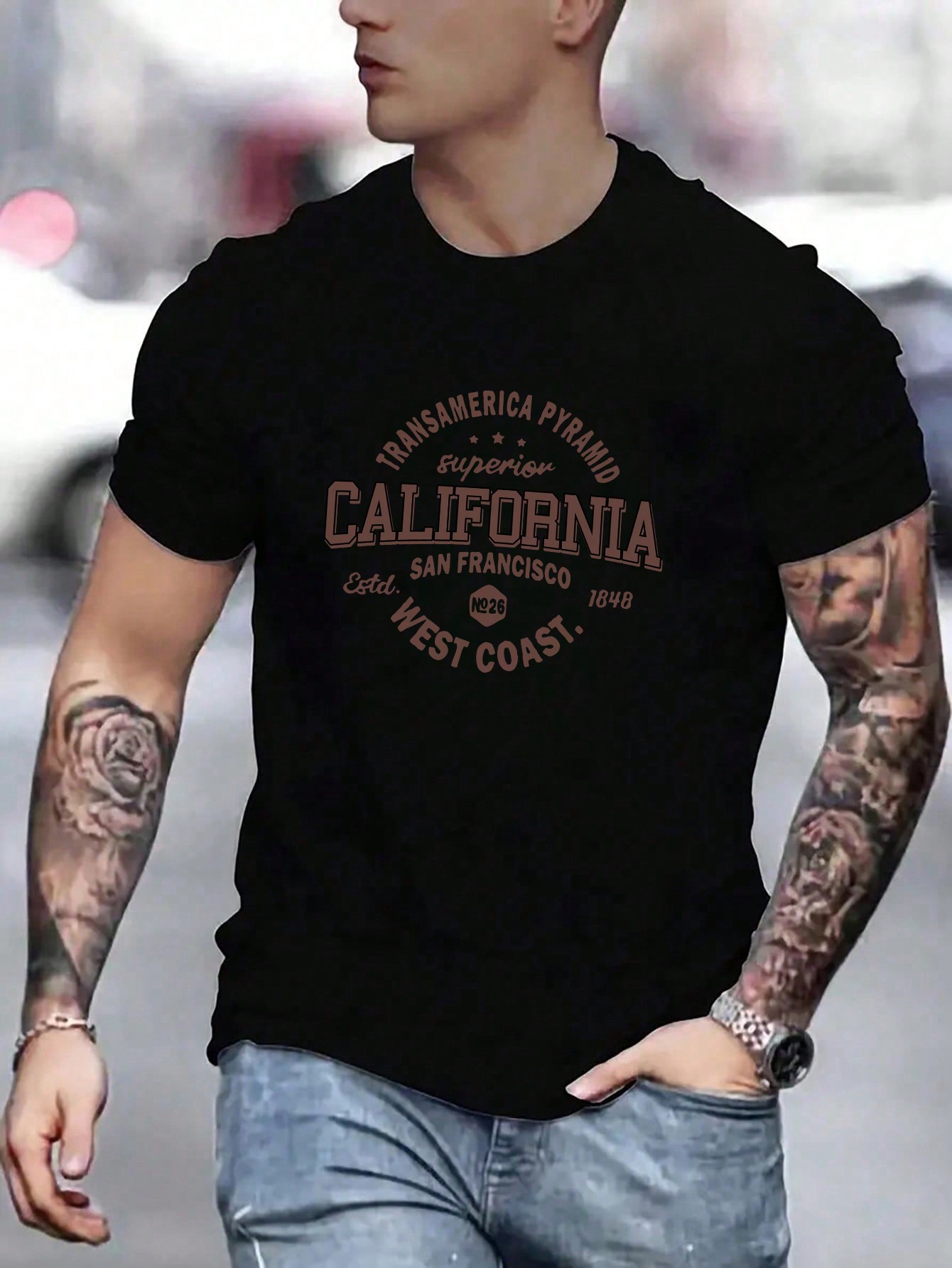 2025 Men's Casual Short Sleeve T-Shirt With Letter Print, Summer