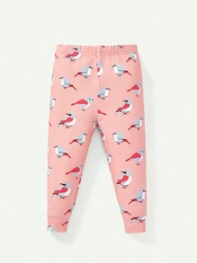 Baby Girl Snug Fit Pajama Set With Cartoon Printed Round Neck Long Sleeve Top And Pants, 4pcs