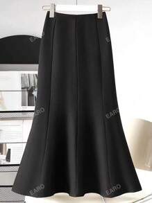 Plus Size Solid Color Mermaid Hem Skirt