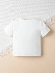 Baby Boys' Casual Cartoon Printed Short-Sleeved T-Shirt With Round Neckline Suitable For Summer - White - View 2