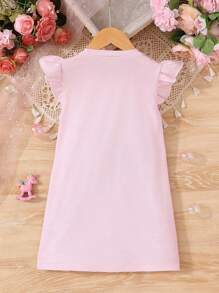 SHEIN Young Girls' Cute And Sweet Unicorn Princess Dress Girls Unicorn Dress,Holiday,Summer,Travel - Pink - View 2