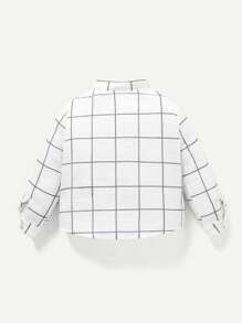 Cozy Pixies Baby Boy's Plaid Casual Half-Button Top And Solid Color Pants Set - Khaki - View 7