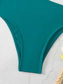 SHEIN Swim Bañador de una sola pieza con aberturas de unicolor para mujer, de verano
