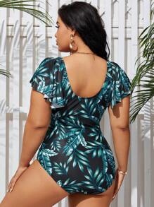 Swim Lushoire Kích thước lớn Áo tắm một mảnh Với In thực vật - Nhiều màu - Xem 2