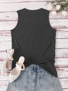 INAWLY شيرت كاجوال بطبعات على شكل جيتار وحروف للصيف، تيشرت نسائي للحفلات الموسيقية الريفية - رمادي غامق - مشاهدة 2