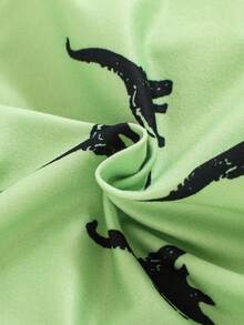 SHEIN Bộ trang phục 2 chiếc in hình khủng long thể thao giản dị cho bé gái - màu xanh lá - Xem 5