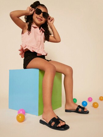 Mini mi Kids' Black Flat Sandal - Timeless Classic