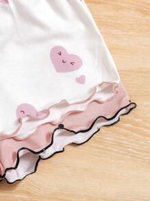 SHEIN 4pcs/Set Young Girls' Cute Rabbit Pattern Knit Pajama Set, Camisole And Shorts - Pink - View 3