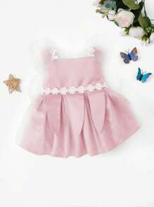 SHEIN Baby Girl Adorable Flower & Butterfly Applique Puffy Shape Skirt