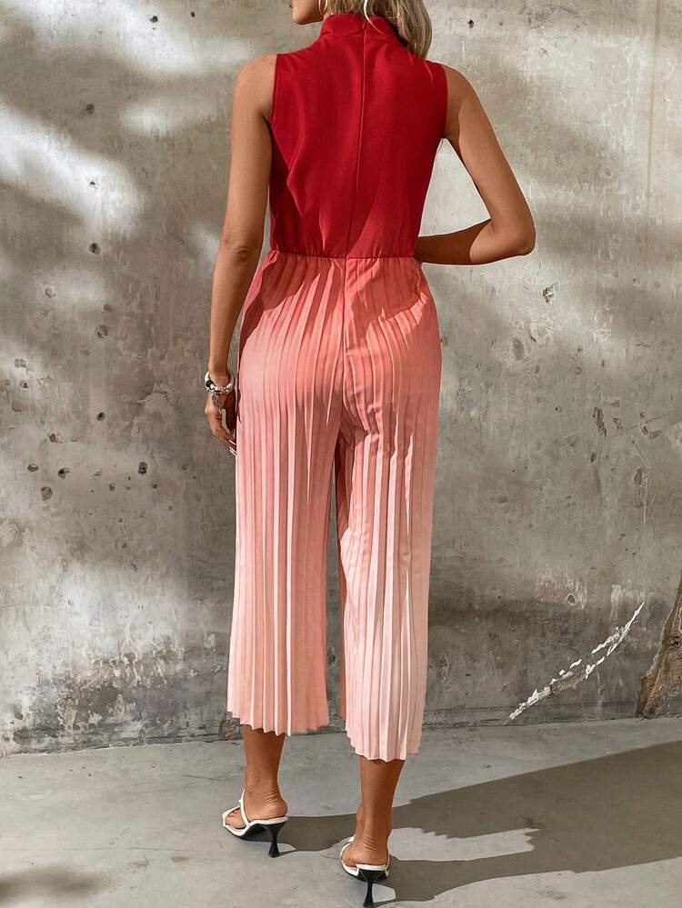 Gradient Drawstring Waist Straight Jumpsuit