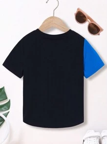 SHEIN 年輕男孩休閒寬鬆色塊t恤 - 彩色 - 查看 2