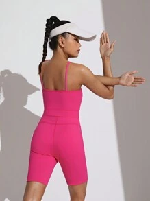 SHEIN 少女针织撞色网眼镂空背心和短裤运动休闲两件套服装 - 彩色 - 查看 2