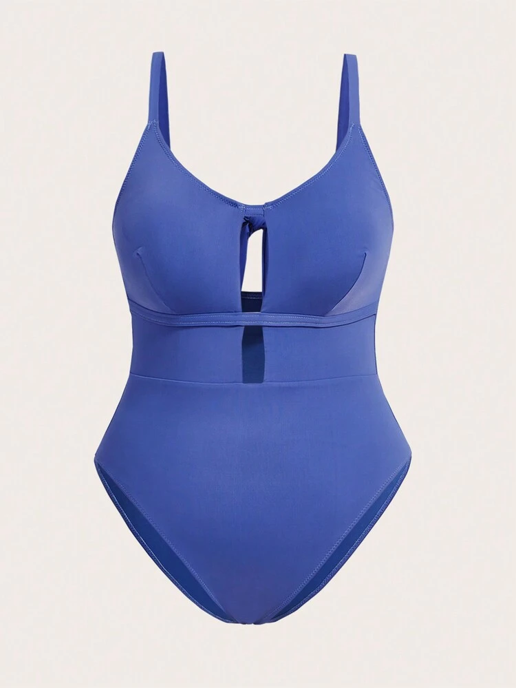 Plus Size Women's Hollow Out Cami One Piece Swimsuit Summer