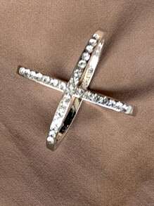 DAZY Silver Tone Rhinestone Embellished Scarf Accessory - Silver - View 7