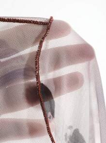 FRIFUL Ladies' Tie Dye Sheer Mesh Top Long Sleeve Women Tops,Fall Women Clothes Easter - Red - View 8