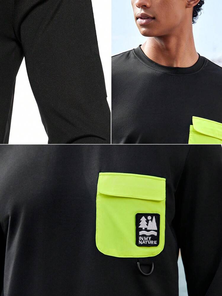 Men's Color Block Pocket Tee Hiking Clothes