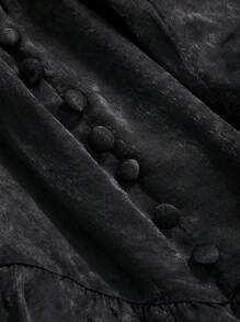 DAZY 纯色灯笼袖方领收腰连衣裙 - 黑色 - 查看 8