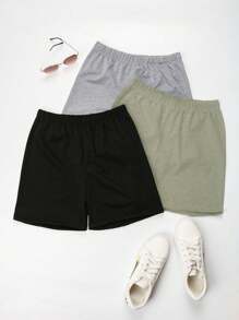 SHEIN Unity Ladies' Solid Color Short Leggings - Mint Green - View 1
